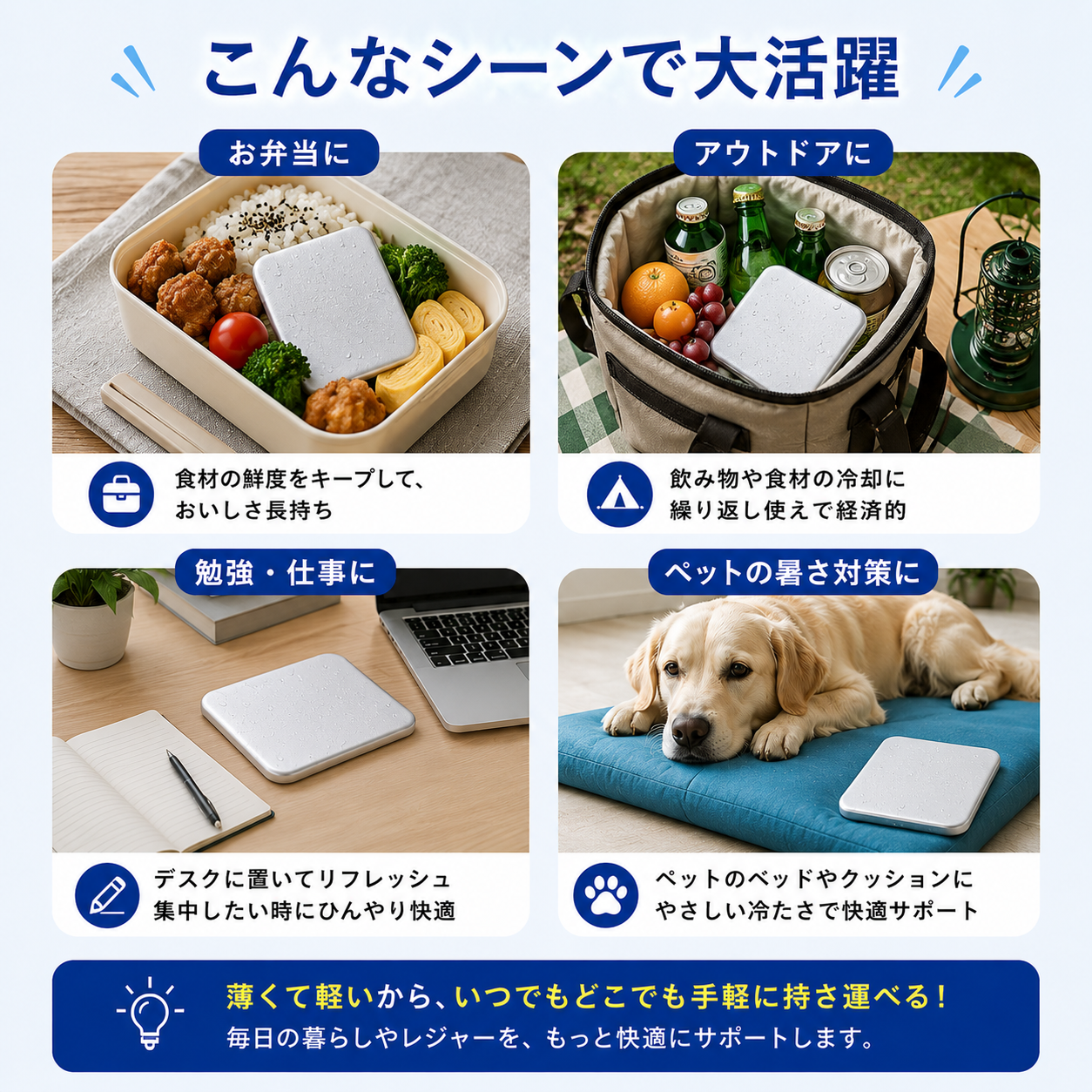 溶けにくく、濡れにくい。繰り返し使える保冷プレート